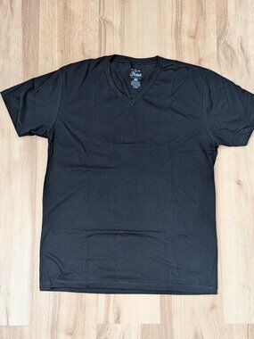 New Fresh Clean Tees Shirt Club V Neck T-Shirt Black L Short Sleeve